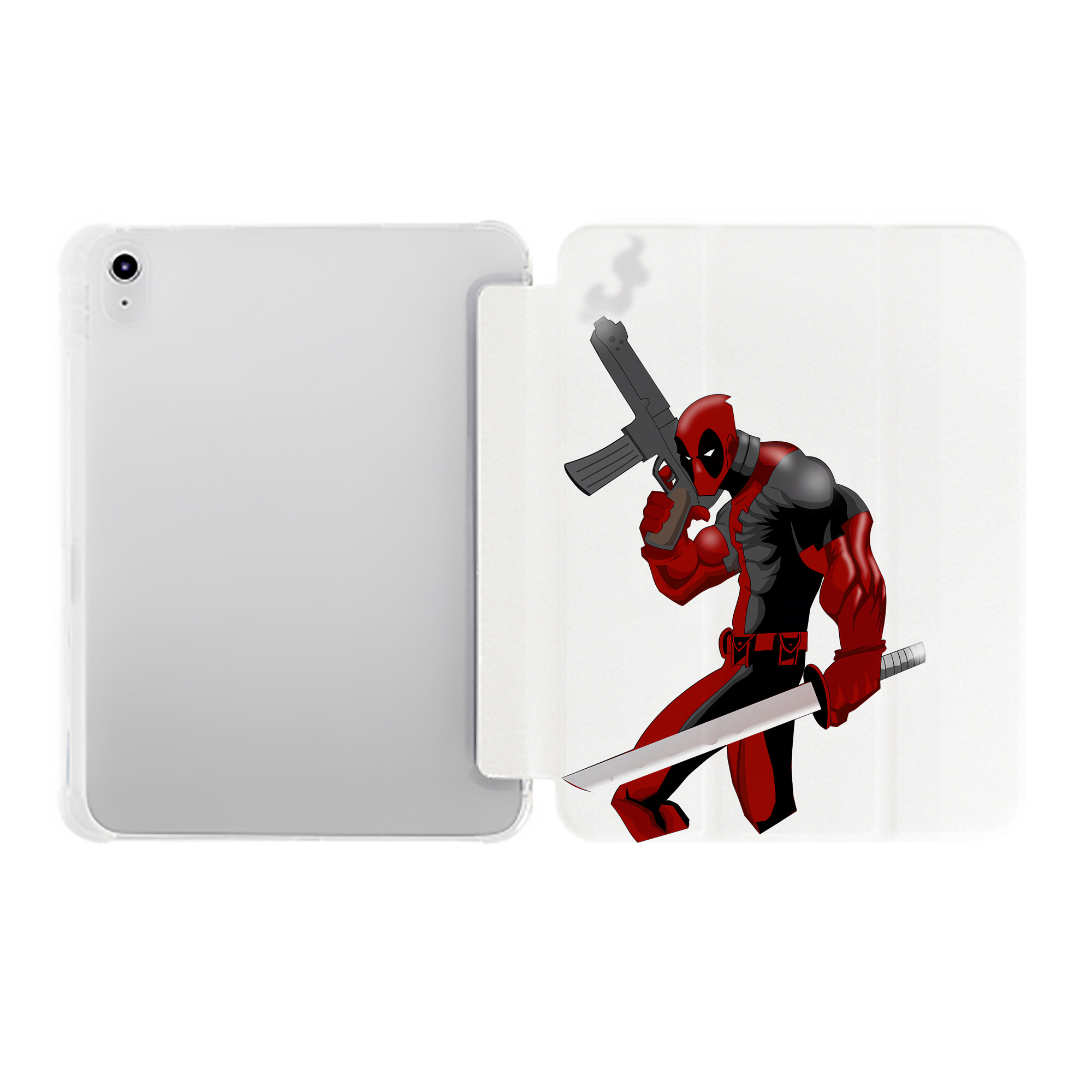 （画像用） Deadpool デッドプール IPad ケース ペン収納付き 三つ折りスタンド PUレザー×シリコン 対応機種9.5/10.5/10.9インチ